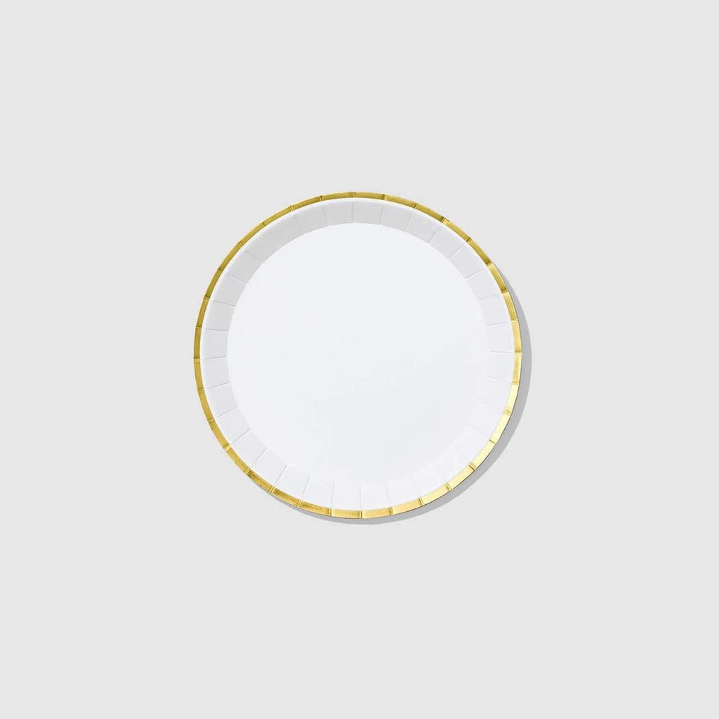 White and Gold Classic Paper Plates from the Dining Collection at The Vintage Home Studio, an affordable home decor store in North Wilkesboro, NC.