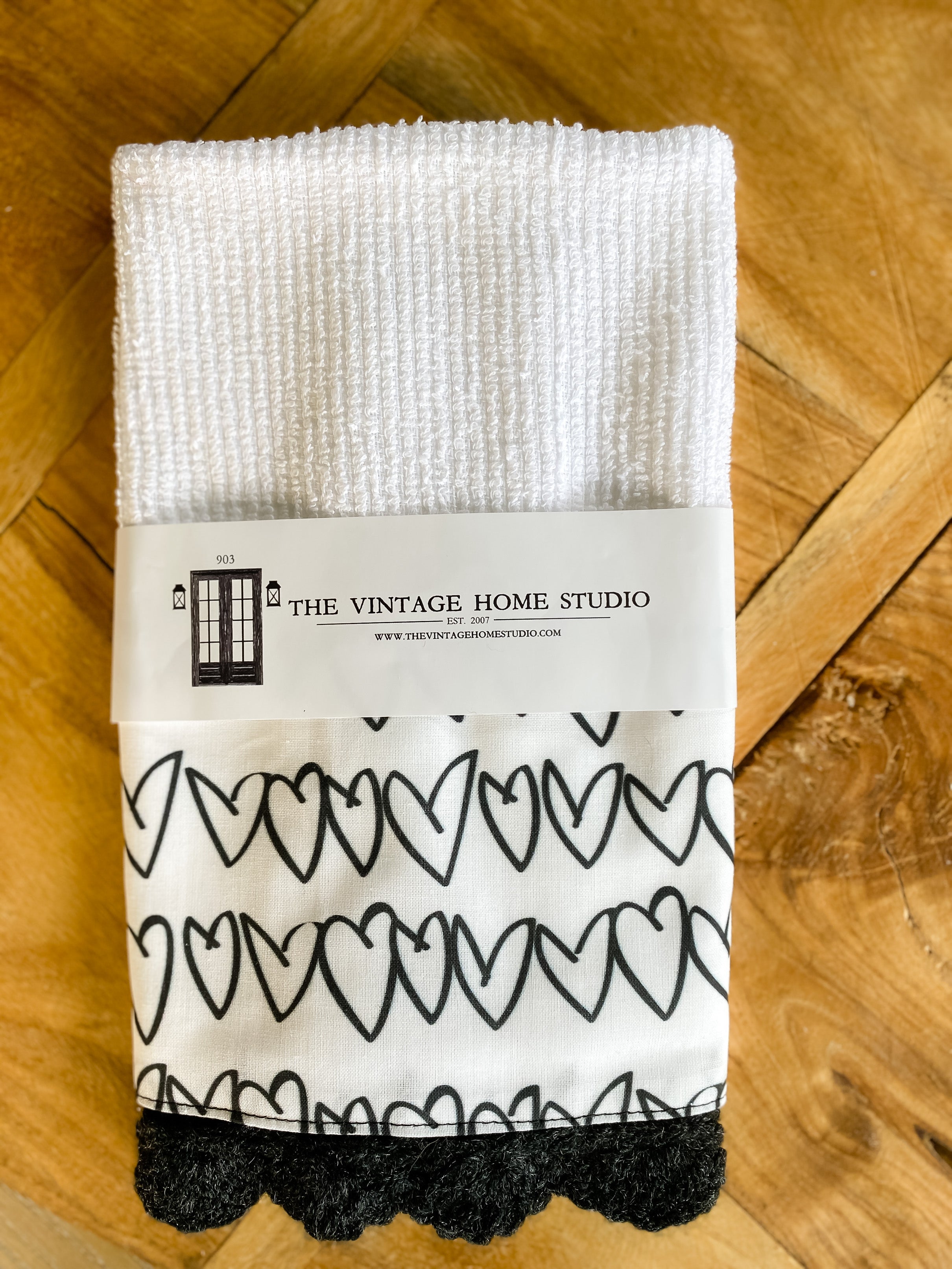 Farmhouse Heart Outlines Crochet Kitchen Towel