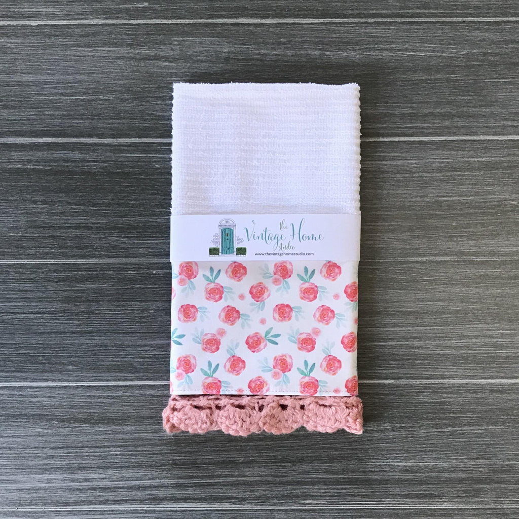 Petite Roses Crochet Kitchen Bar Mop Towel - The Vintage Home Studio