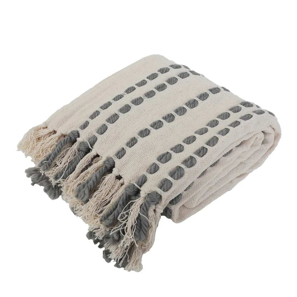 Wanda Woven Border Fringe Trim Throw | Shop from The Vintage Home Studio