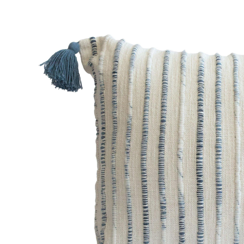 Mini Stripes Pillow in White and Blue from the Pillows Collection at The Vintage Home Studio, an affordable home decor store in North Wilkesboro, NC.