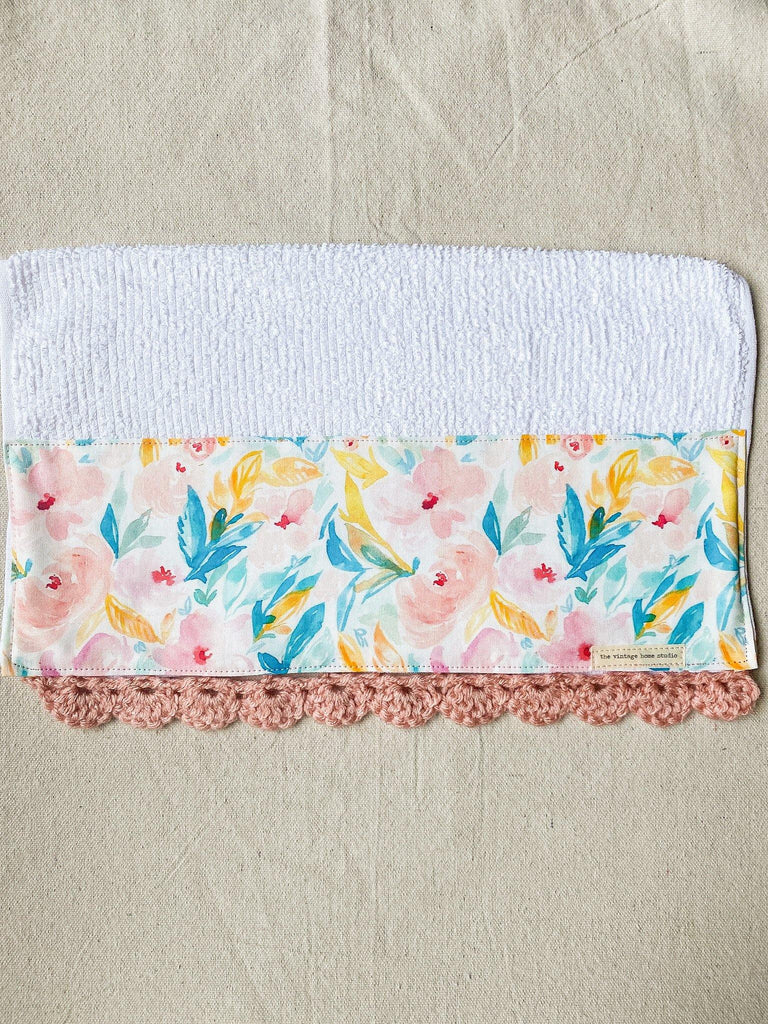 Cotton Candy Gardens Crochet Kitchen Towel - The Vintage Home Studio