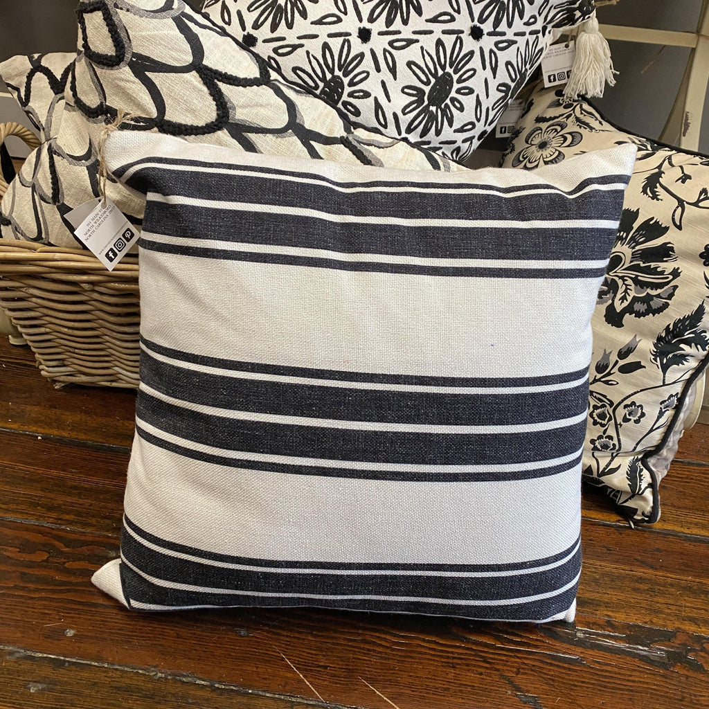 Black and White Striped Pillow - The Vintage Home Studio