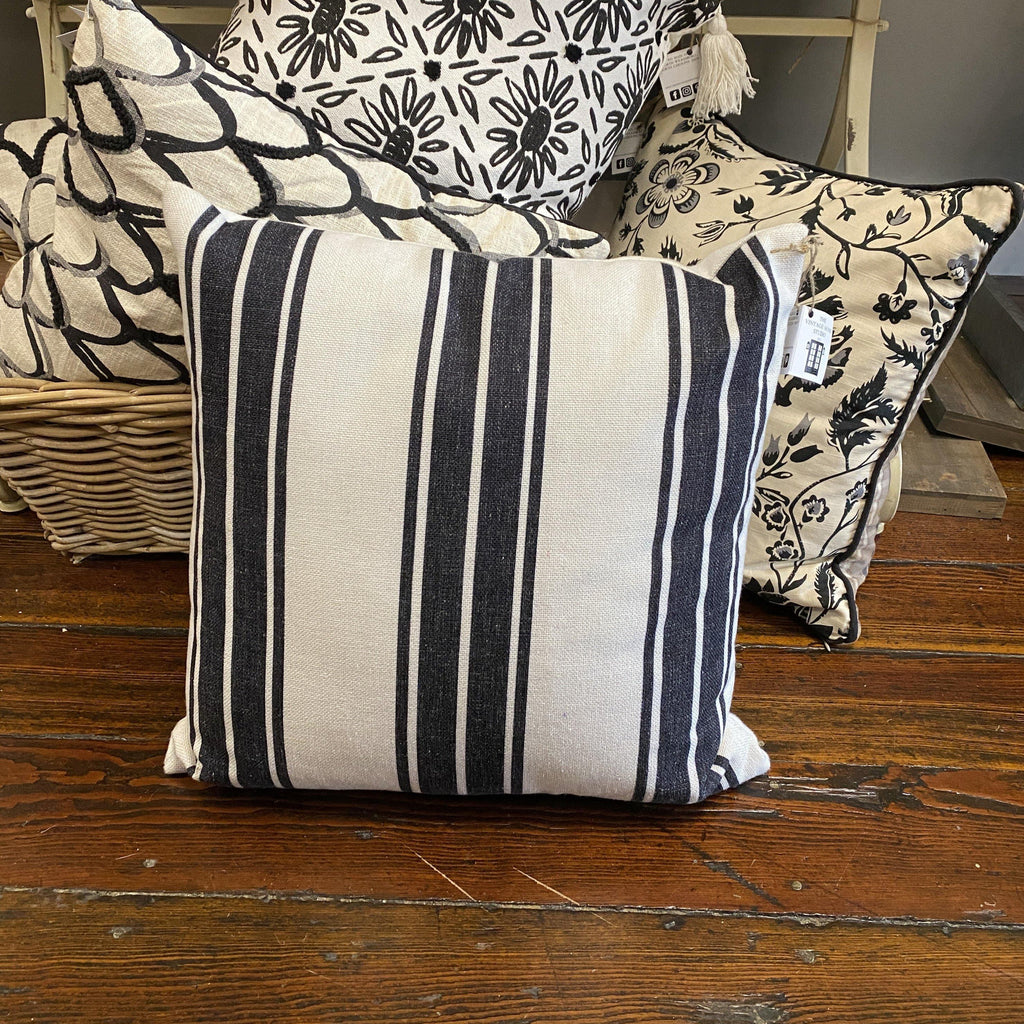 Black and White Striped Pillow - The Vintage Home Studio