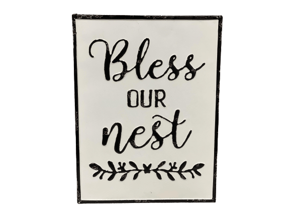 Bless Our Nest Tin Sign from the Wall Decor Collection at The Vintage Home Studio, an affordable home decor store in North Wilkesboro, NC.