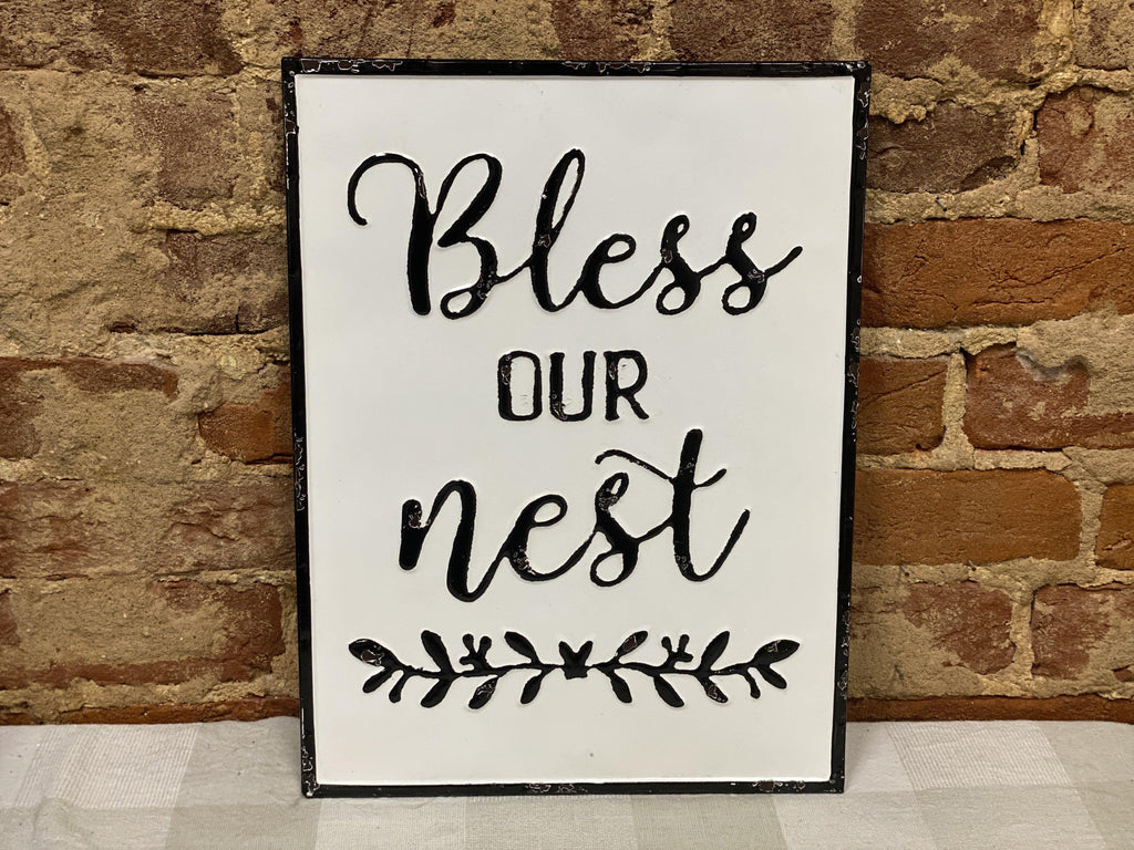Bless Our Nest Tin Sign - The Vintage Home Studio