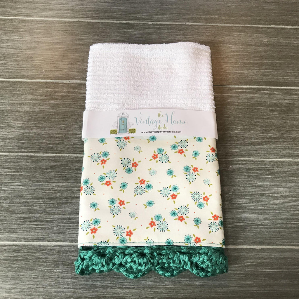 Tiny Flowers Crochet Kitchen Bar Mop Towel - The Vintage Home Studio