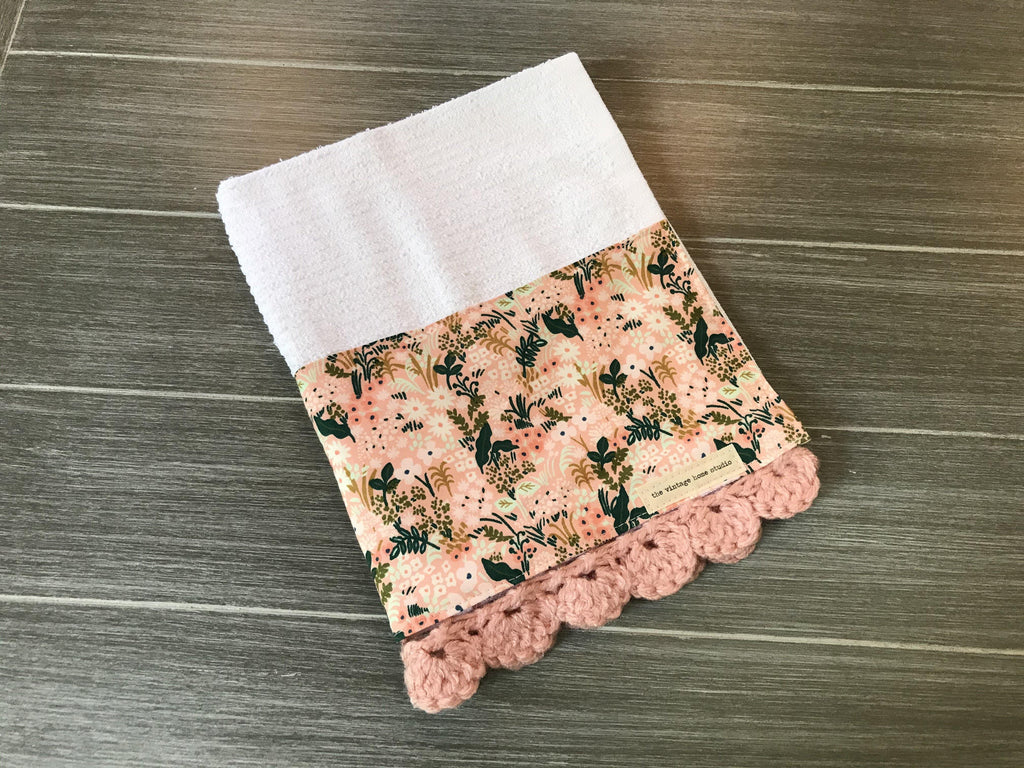 Pink Meadow Rifle Paper Company Crochet Kitchen Bar Mop Towel - The Vintage Home Studio