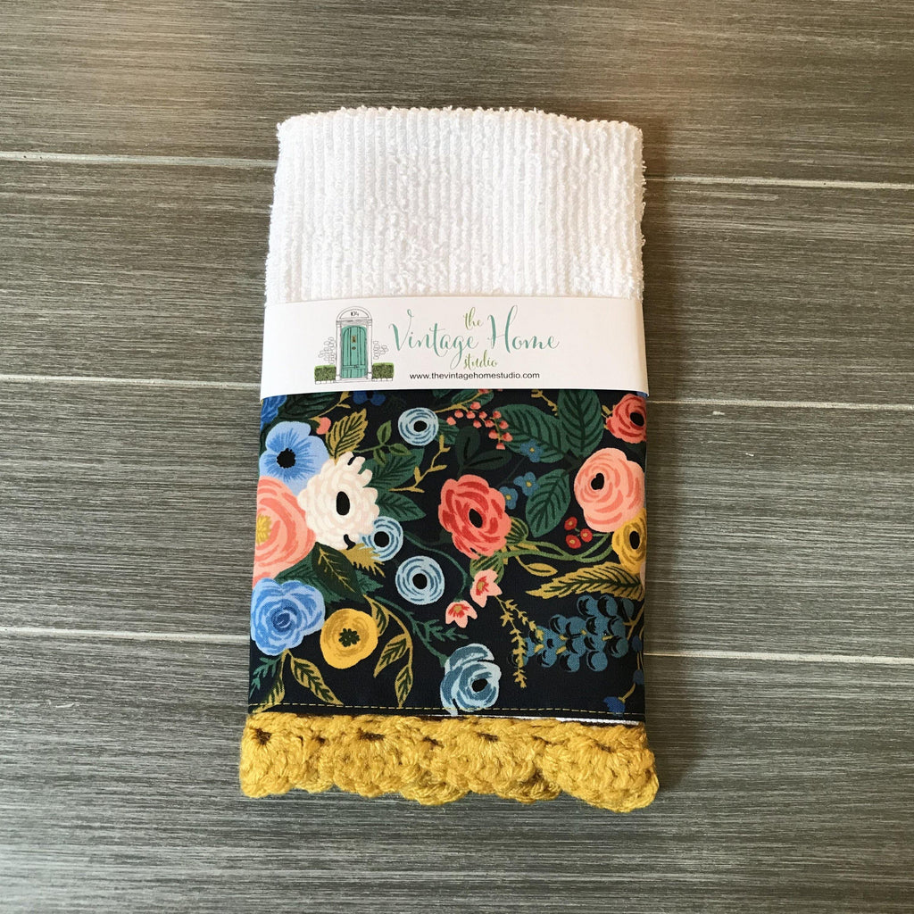 Wildwood Garden Party Rifle Paper Company Crochet Kitchen Bar Mop Towel - The Vintage Home Studio