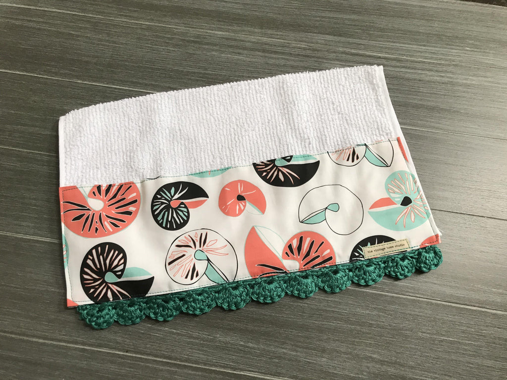 Sea Shells Crochet Kitchen Bar Mop Towel - The Vintage Home Studio