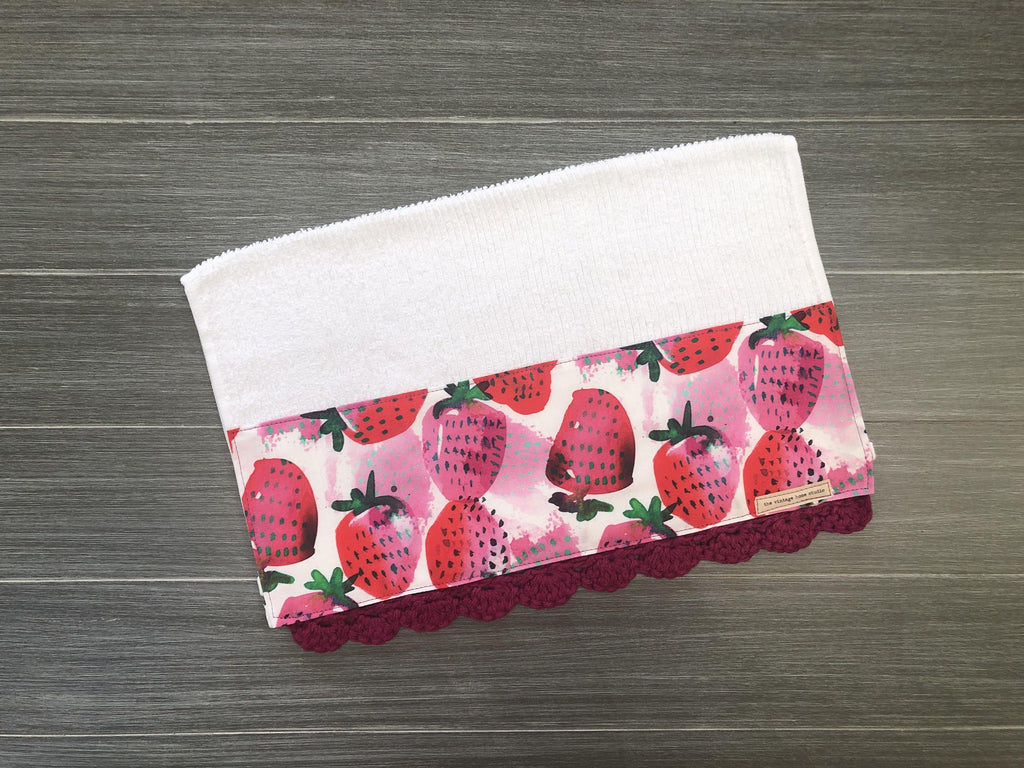 Market Strawberries Crochet Kitchen Bar Mop Towel - The Vintage Home Studio