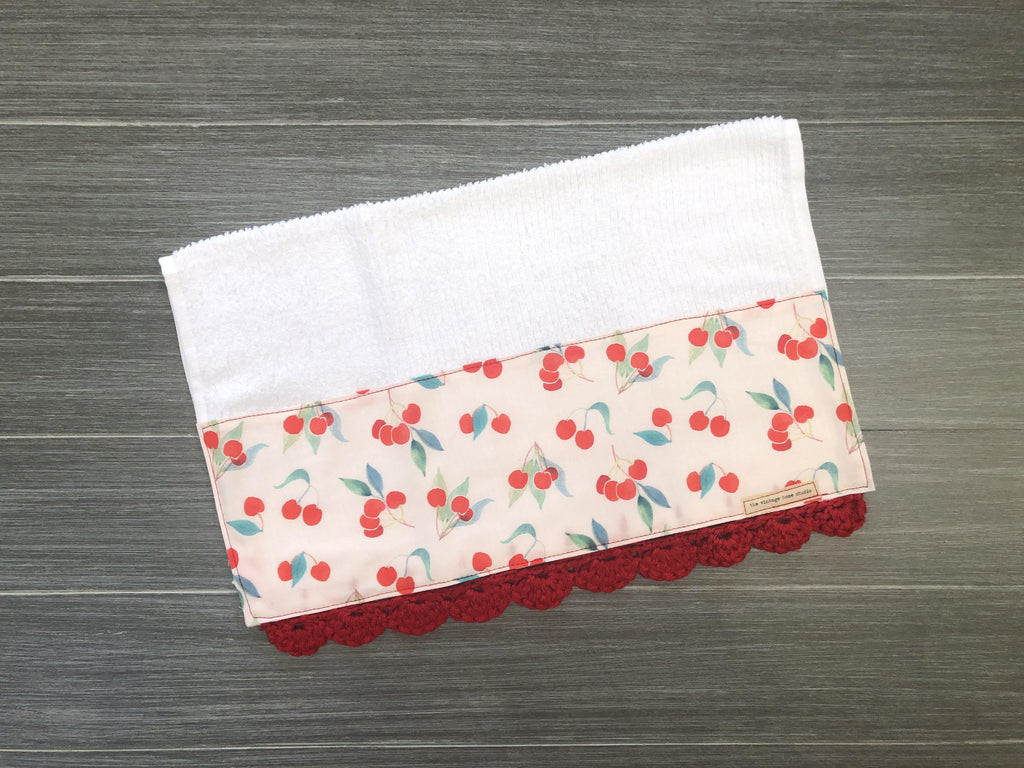 Cherry Pickin' Crochet Kitchen Bar Mop Towel - The Vintage Home Studio