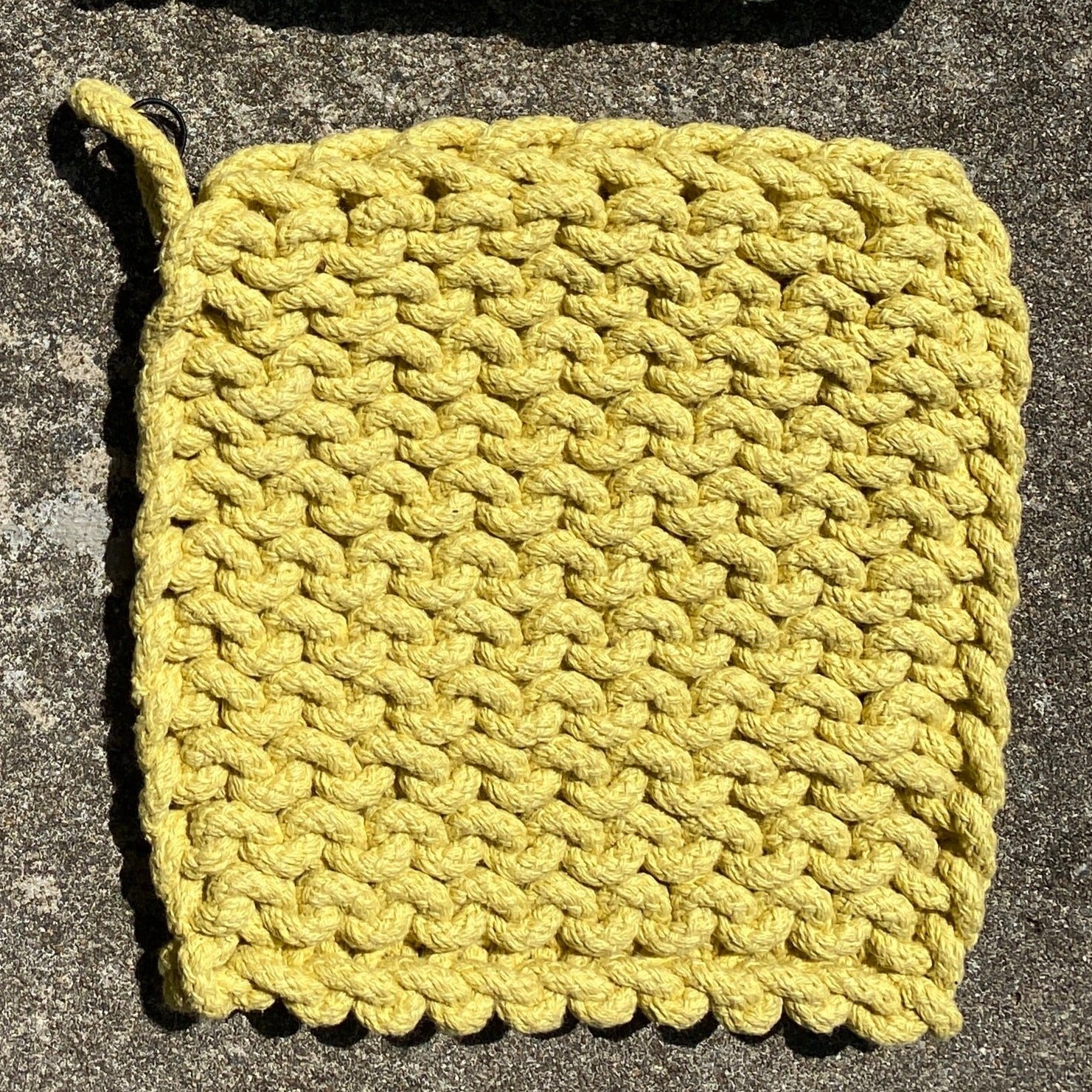 Crochet Double Layered Navy and Yellow Potholders for Kitchen, 100% Cotton  Crochet Double Thickness Blue and Yellow Hotpads for Baking 