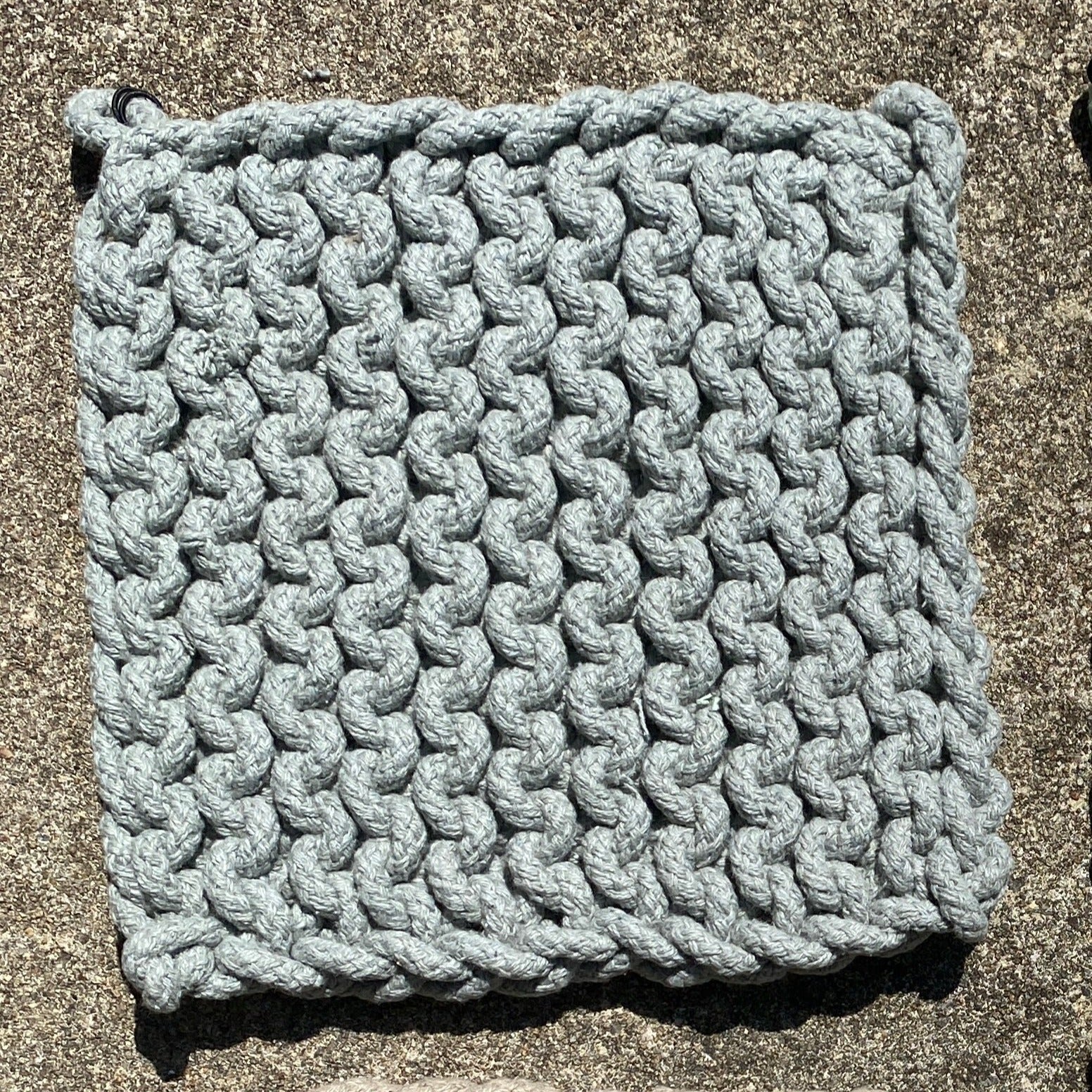 Cotton Crocheted Pot Holder Grey