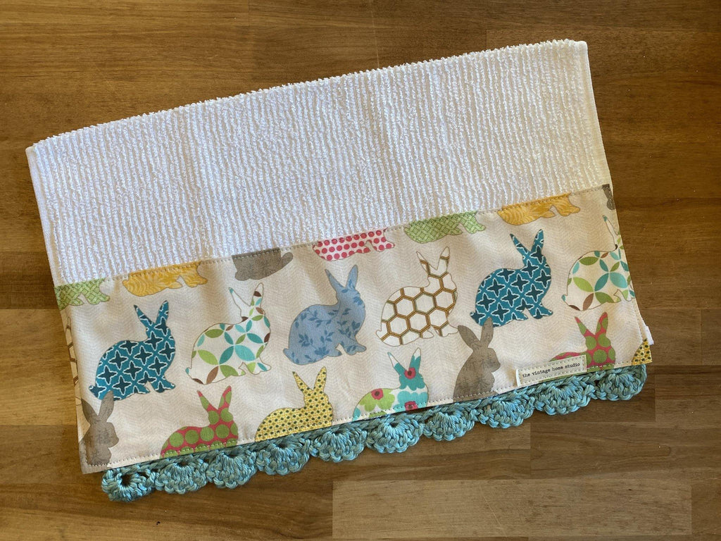 Patchwork Bunnies Crochet Kitchen Bar Mop Towel - The Vintage Home Studio