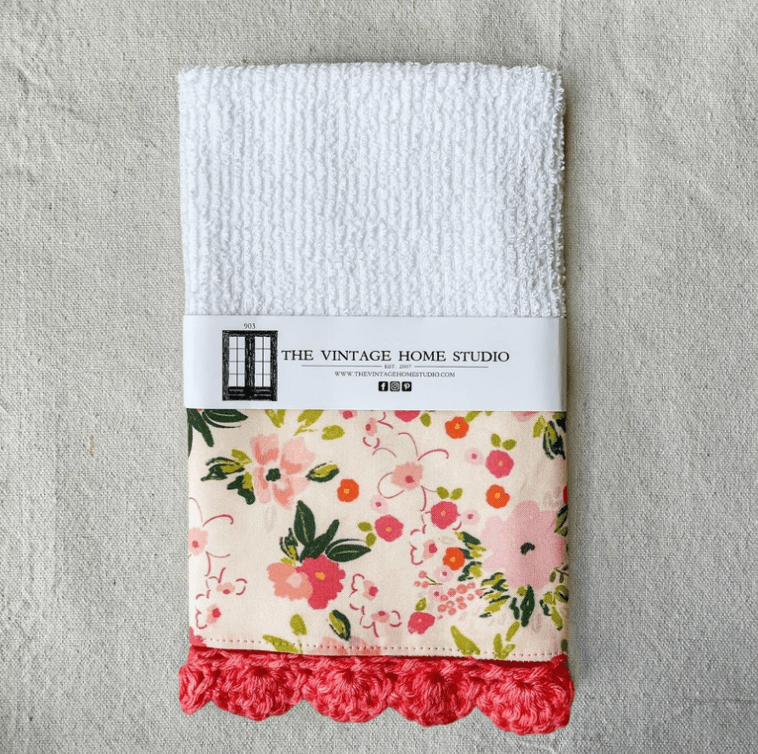 Bloom & Grow Crochet Kitchen Towel from the Crochet Kitchen Bar Mop Towel Collection at The Vintage Home Studio, an affordable home decor store in North Wilkesboro, NC.
