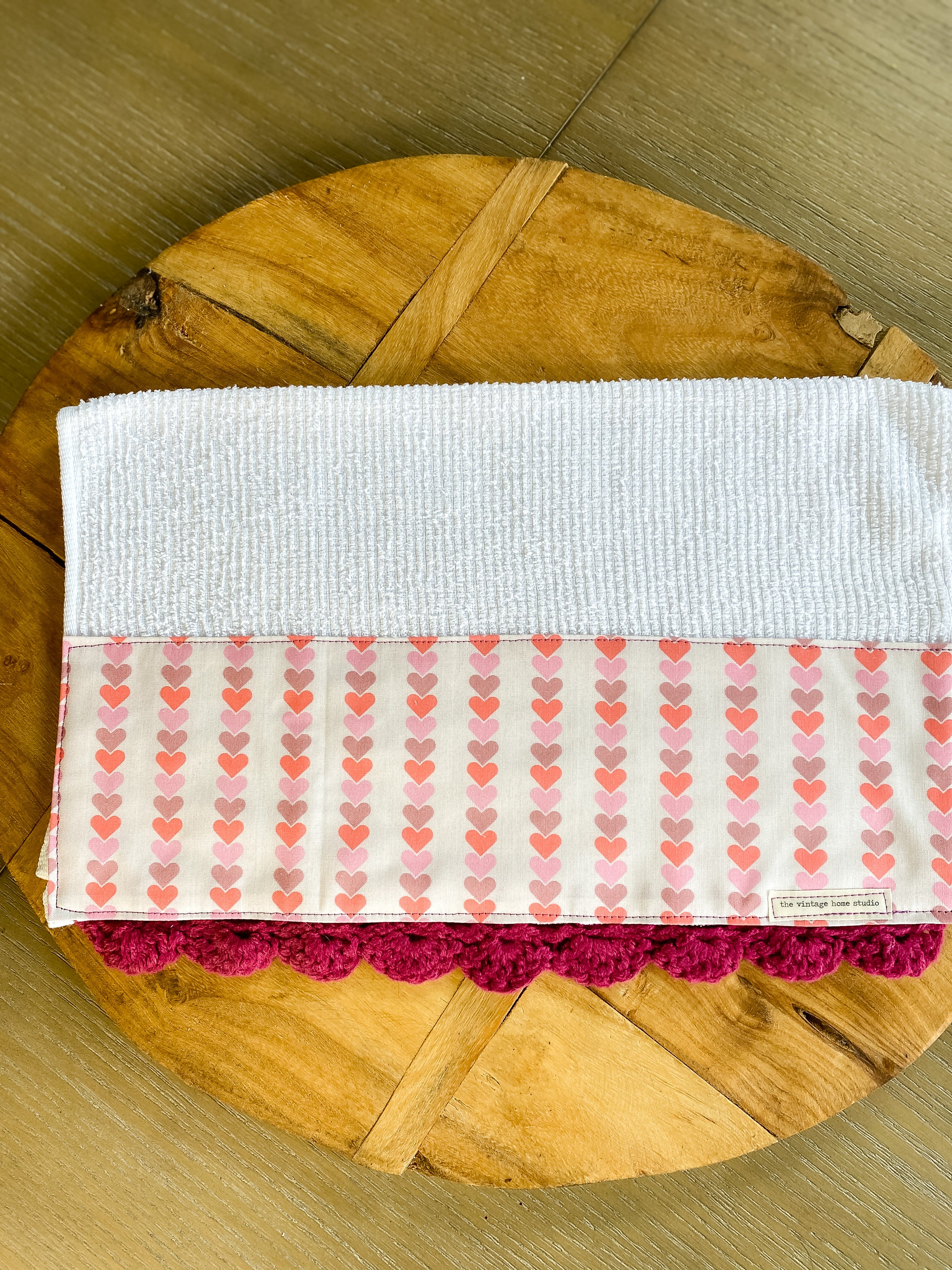 Valentines Vintage Gingham Trim Kitchen Towel