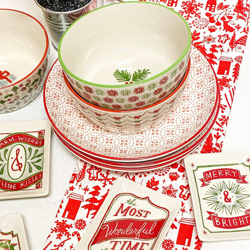 Round Holiday Bowls 5.5" from the Christmas Collection at The Vintage Home Studio, an affordable home decor store in North Wilkesboro, NC.