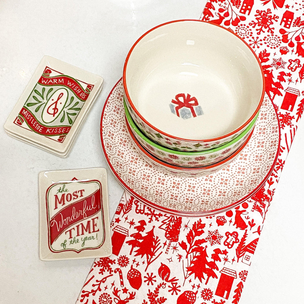 Round Holiday Bowls 5.5" from the Christmas Collection at The Vintage Home Studio, an affordable home decor store in North Wilkesboro, NC.