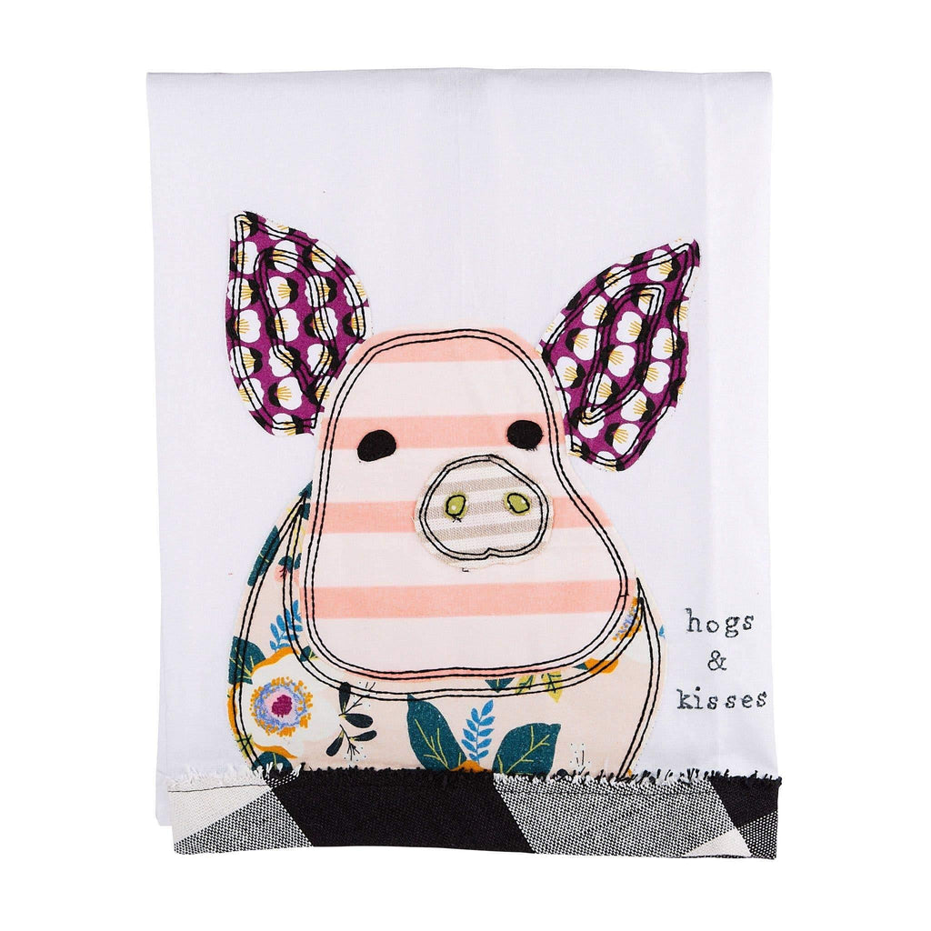 Hogs & Kisses Tea Towel from the Tea Towels Collection at The Vintage Home Studio, an affordable home decor store in North Wilkesboro, NC.