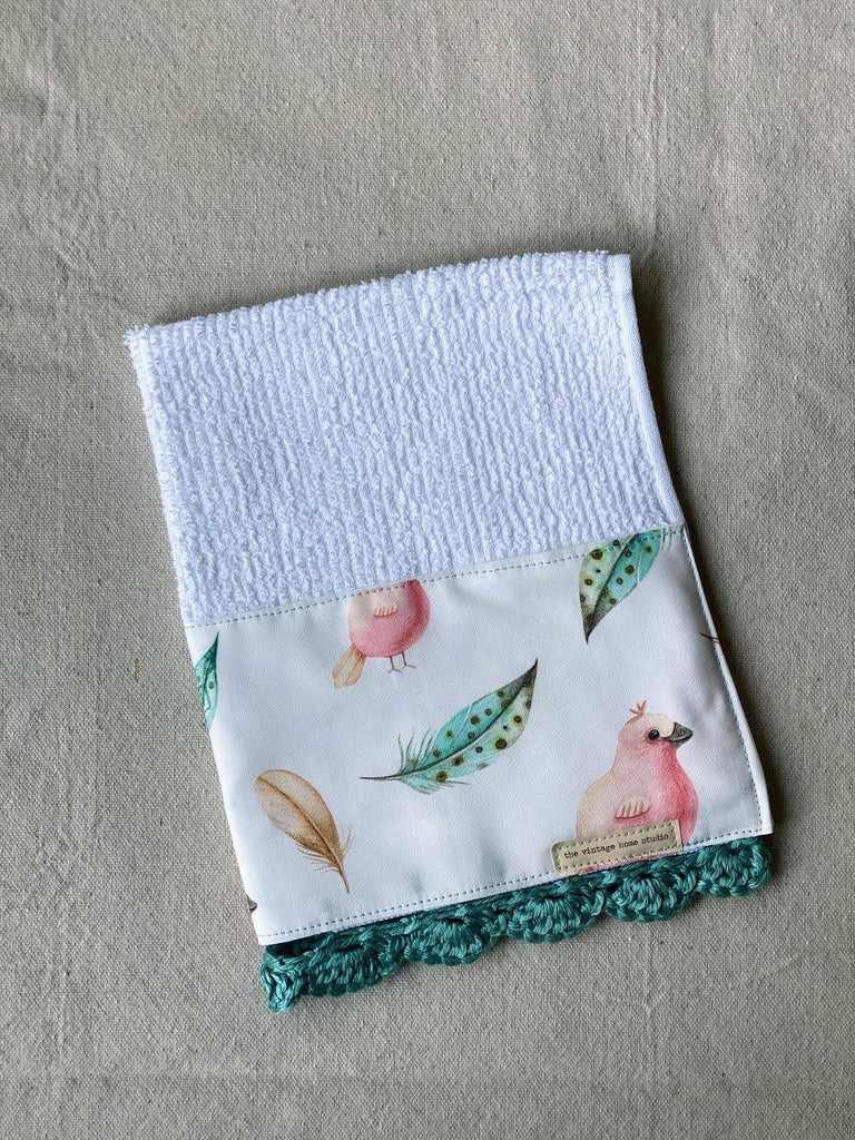 Birds of a Feather Crochet Kitchen Towel - The Vintage Home Studio