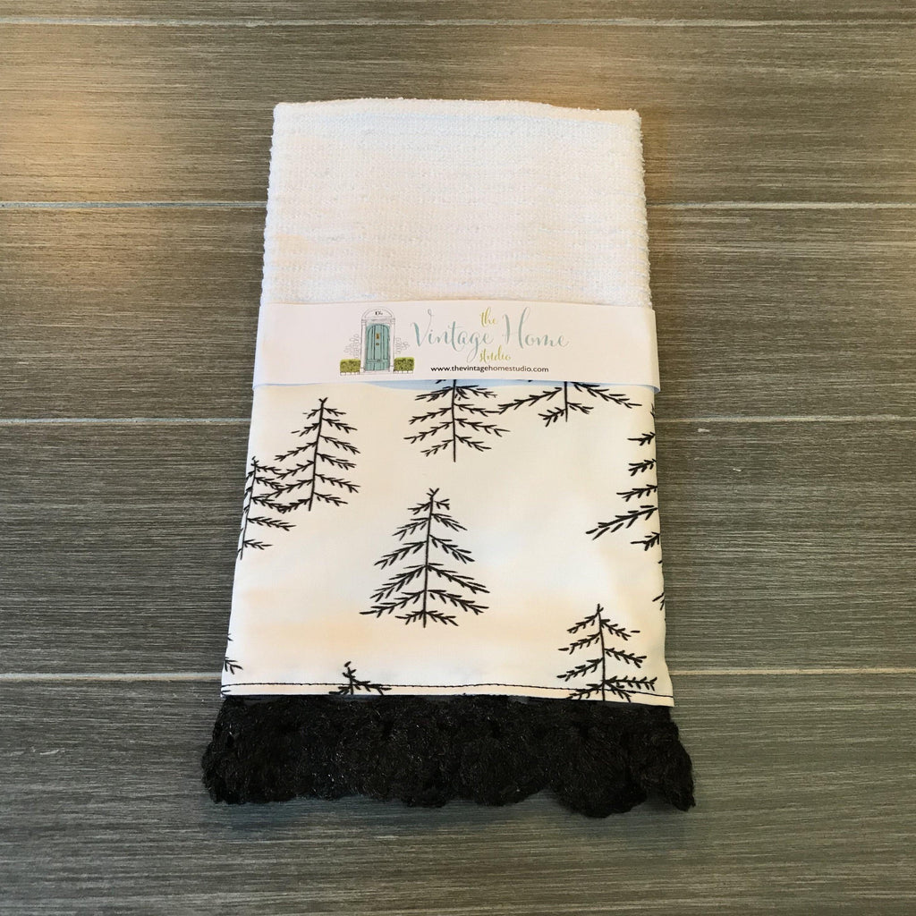 Farmhouse Spruce Trees Crochet Kitchen Bar Mop Towel - The Vintage Home Studio