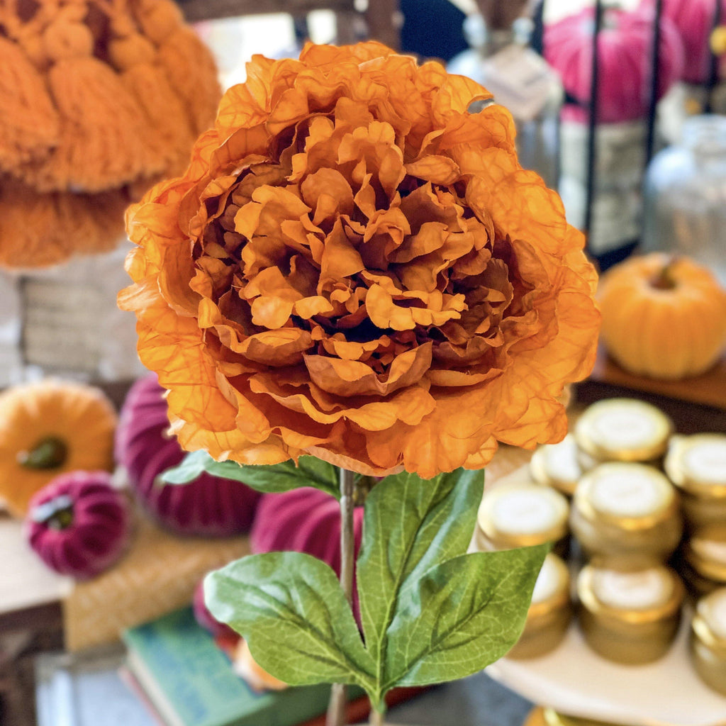 Dusty Orange Peony Stem from the Florals Collection at The Vintage Home Studio, an affordable home decor store in North Wilkesboro, NC.
