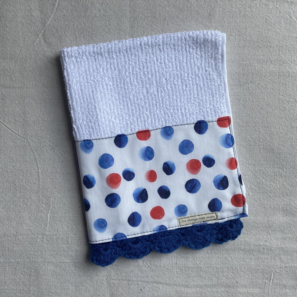 All American Polka Dots Crochet Kitchen Towel - The Vintage Home Studio