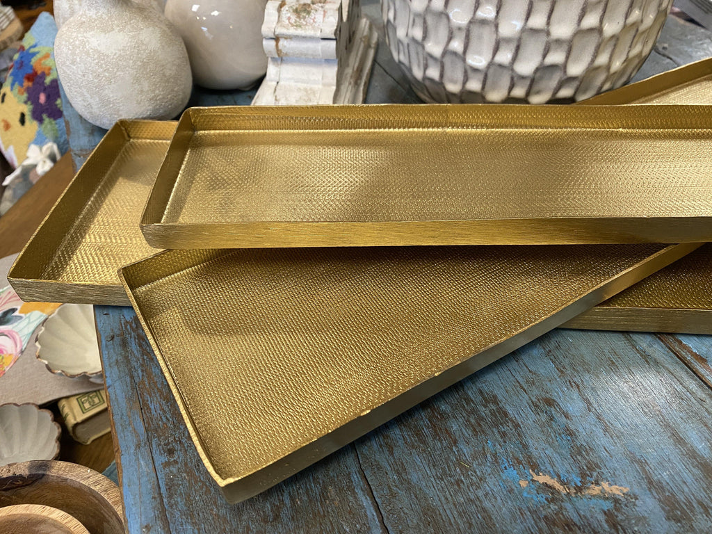 Luxe Textured Trays in Matte Brass Finish - The Vintage Home Studio