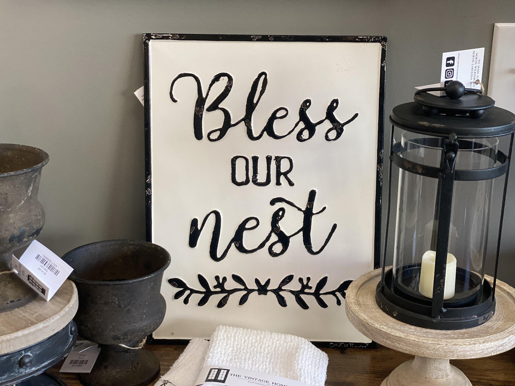 Bless Our Nest Tin Sign - The Vintage Home Studio