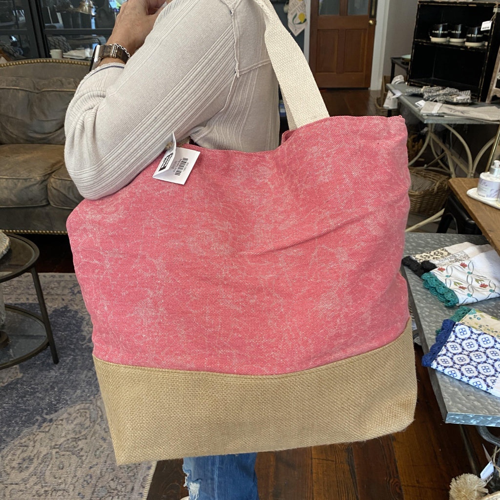 Pink Tote Bag from the Misc. Collection at The Vintage Home Studio, an affordable home decor store in North Wilkesboro, NC.