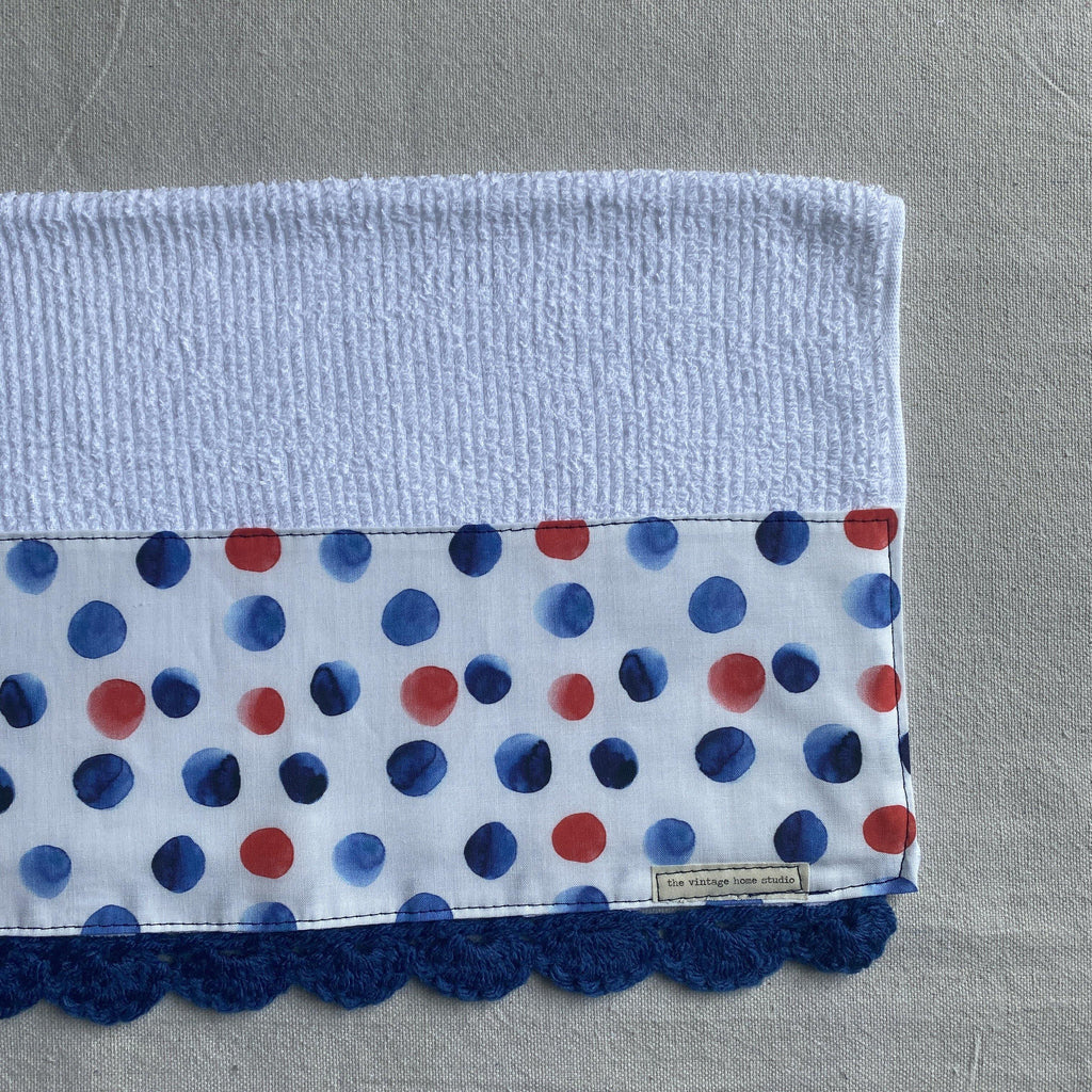 All American Polka Dots Crochet Kitchen Towel - The Vintage Home Studio