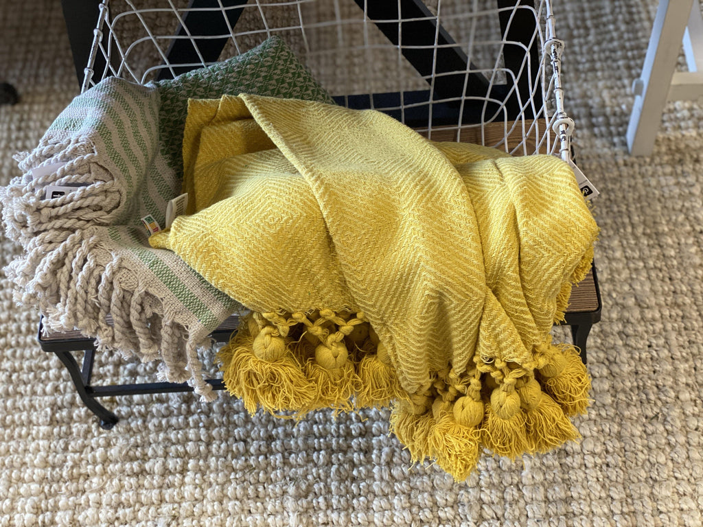 Woven Tassel Edge Throws from the Throws Collection at The Vintage Home Studio, an affordable home decor store in North Wilkesboro, NC.