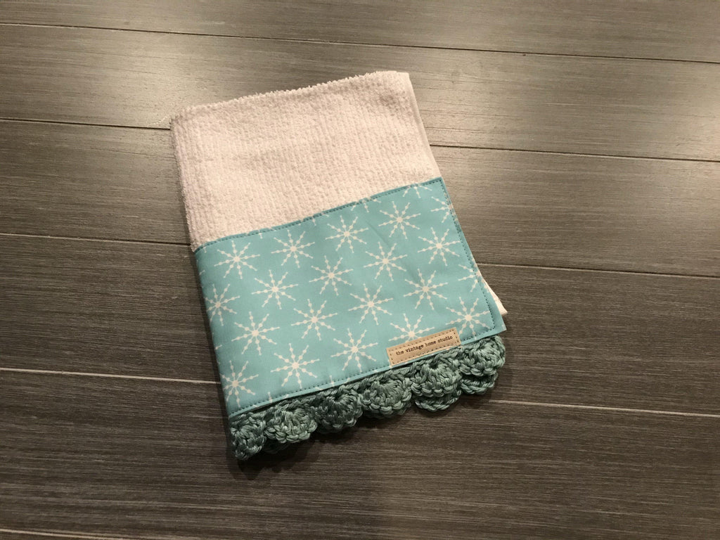 Icy Snowflakes Crochet Kitchen Bar Mop Towel - The Vintage Home Studio