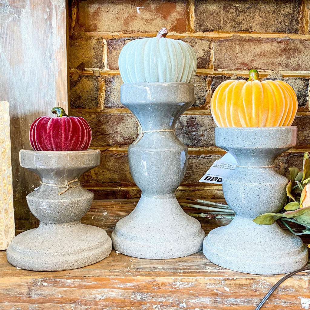 Medium Velvet Pumpkins from the Fall Collection at The Vintage Home Studio, an affordable home decor store in North Wilkesboro, NC.