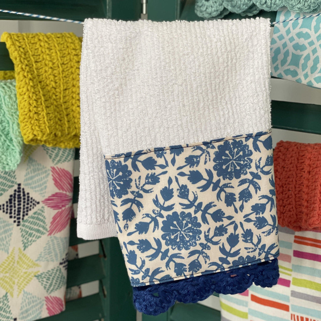 Navy Lattice Crochet Kitchen Towel - The Vintage Home Studio