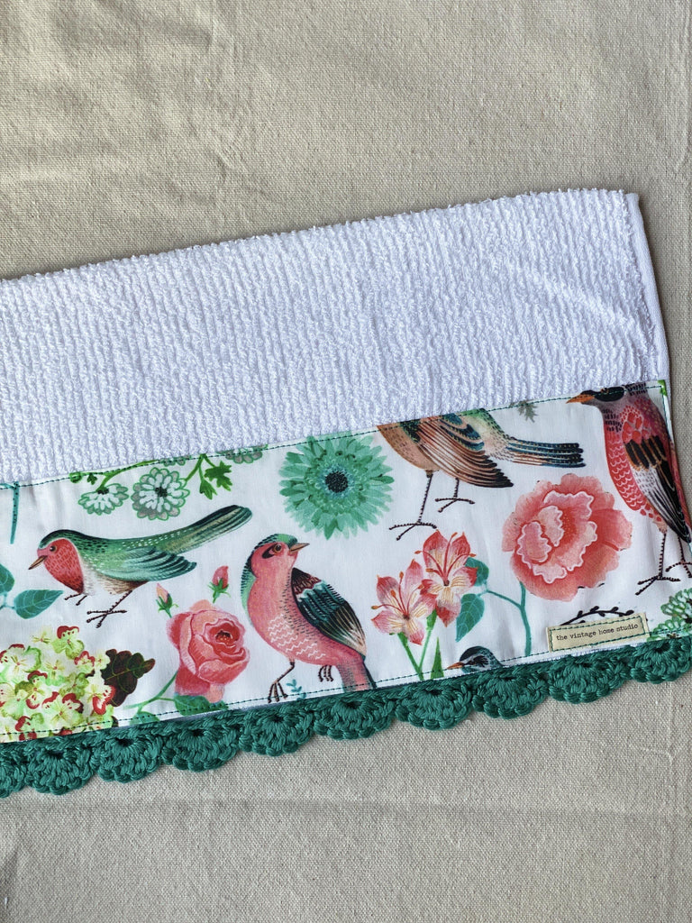 Modern Birds Crochet Kitchen Towel - The Vintage Home Studio