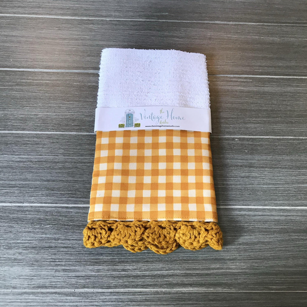 Marigold Farmhouse Buffalo Check Crochet Kitchen Bar Mop Towel - The Vintage Home Studio