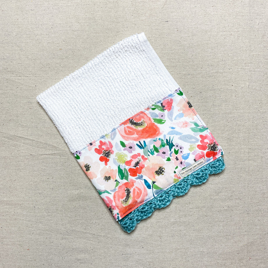 Watercolor Meadows Crochet Kitchen Towel