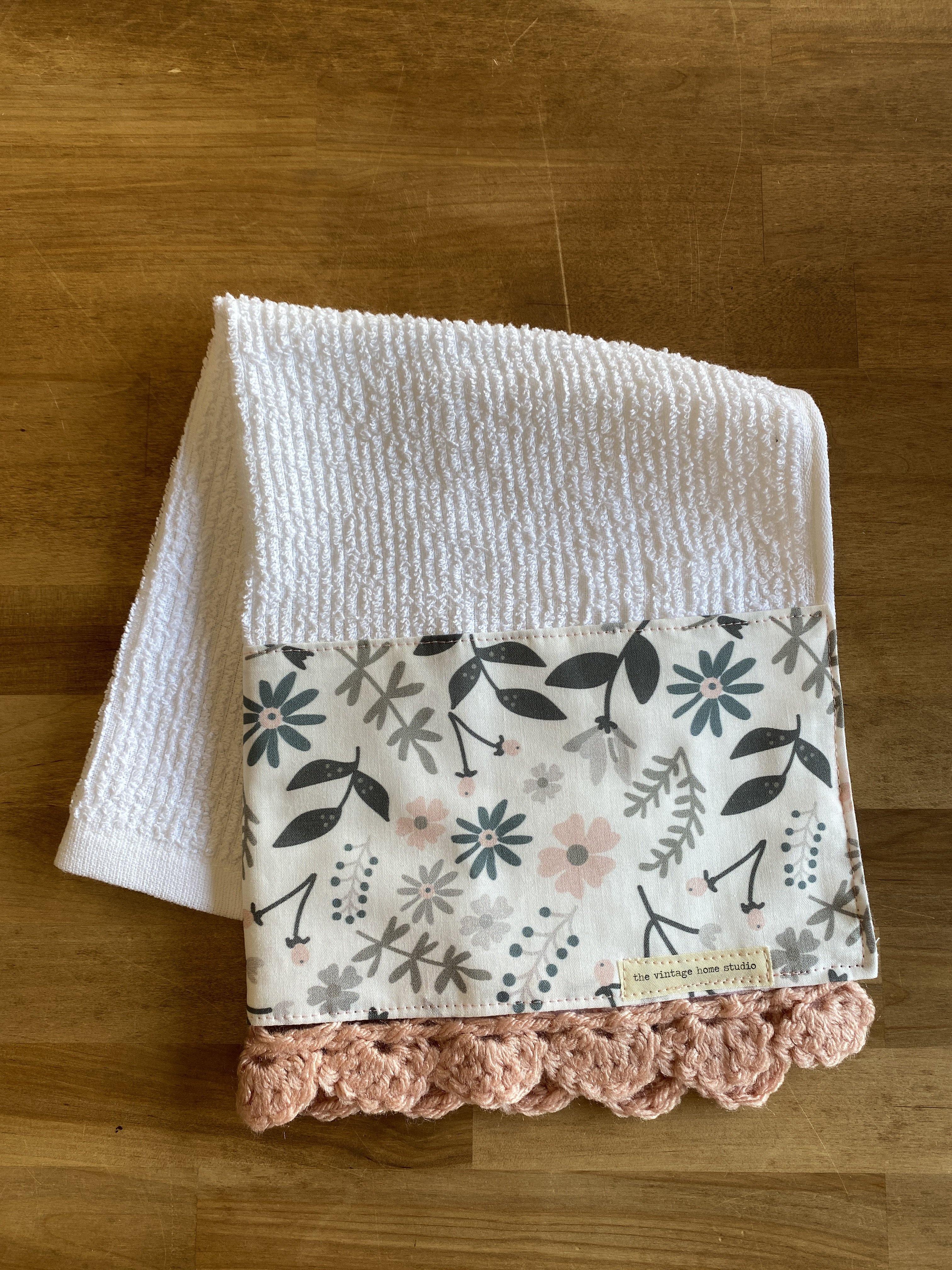 Watercolor Meadows Crochet Kitchen Towel