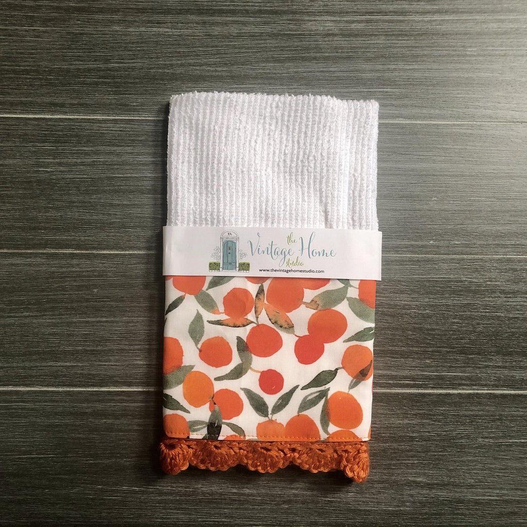 Tangerine Summer Crochet Kitchen Bar Mop Towel - The Vintage Home Studio