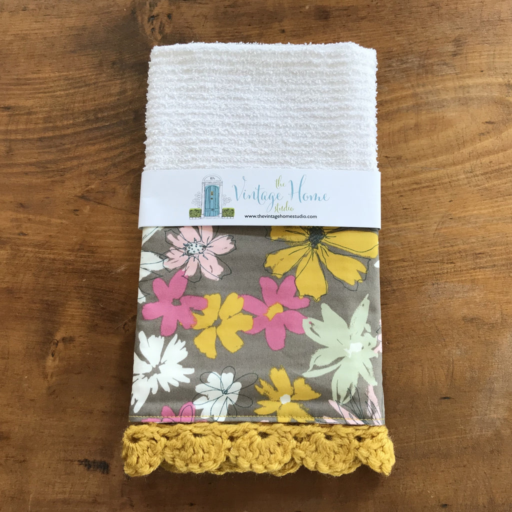 RETIRING Ink Outburst Fresco Crochet Kitchen Bar Mop Towel - The Vintage Home Studio